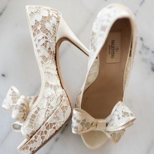 Valentino Cream Lace Heels